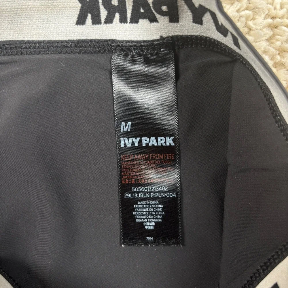 Ivy Park Leggings Womens Size M Black Logo Waistband Activewear 29L13JBLK